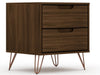 Table de nuit Rockefeller de Manhattan Comfort de style moderne du milieu du 20e siècle avec 2 tiroirs - brune