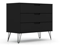 Commode Rockefeller de Manhattan Comfort de style moderne du milieu du 20e siècle avec 3 tiroirs - noire