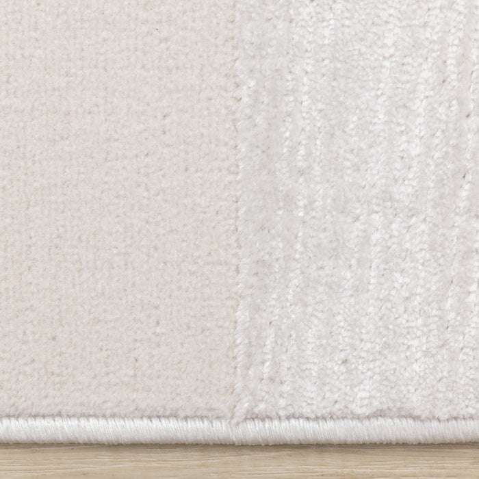 Carpette Leonardo blanche et grise à motif à carreaux - 6 pi 7 po x 9 pi 6 po