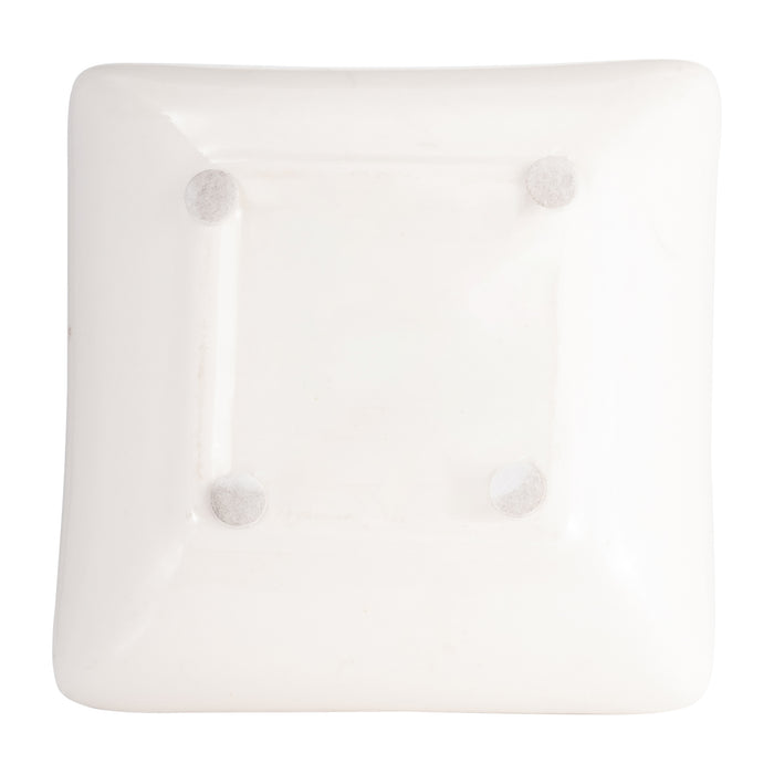 Porte-bagues chat carré en porcelaine - blanc et doré