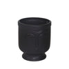 Vase de 6 po en céramique avec visage et base - noir