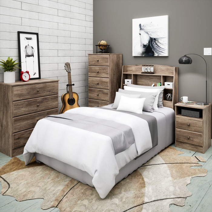 Commode verticale haute Astrid à 6 tiroirs - gris délavé