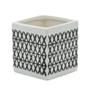 Porte-crayon carré de 4 po en céramique à motif quadrillé - noir et blanc