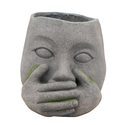 Resin 9" No Speak Planter - Grey|Cache-pot « No Speak » de 9 po en résine - gris
