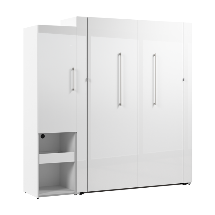 Grand lit escamotable Avalon de Bestar de 87 po (L) avec armoire de rangement et tablette coulissante