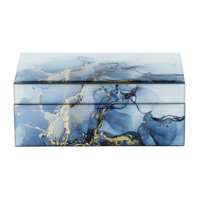 Wood 8" Trinket Box - Blue and Gold|Boîte à babioles de 8 po en bois - bleue et dorée