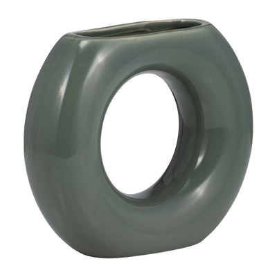 Ceramic 5" Donut Vase - Dark Sage|Vase en forme de beigne de 5 po en céramique - sauge foncé