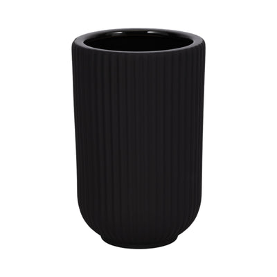 Ceramic 7" Ridged Vase - Black|Vase strié de 7 po en céramique - noir