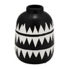 Vase à fleurs de 9 po en céramique à motif tribal - noir et blanc