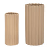 Vase cannelé de 10 po/13 po en céramique crème irlandaise - ensemble de 2