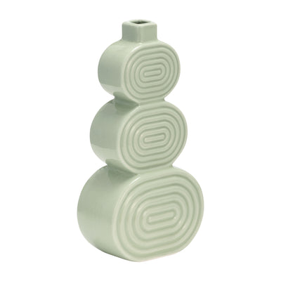 Ceramic 12" Stacked Circles Vase - Cucumber|Vase de 12 po en céramique avec cercles superposés - concombre