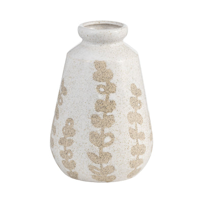 Ceramic 9" Botanical Vase - Ivory|Vase de 9 po en céramique à motif botanique - ivoire