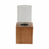 Bougeoir de 13 po avec base pilier carrée en bois - naturel