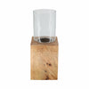 Bougeoir de 15 po avec base pilier carrée en bois - naturel
