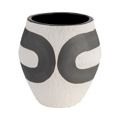 Stoneware 8" Noir Vase - Black and White|Vase noir de 8 po en grès - noir et blanc
