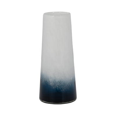 Glass 11" Blue Waters Vase - Blue and White|Vase de 11 po en verre à motif d’eaux bleues - bleu et blanc
