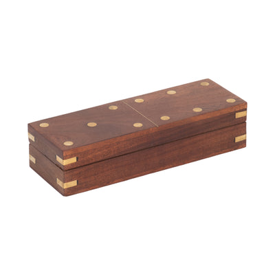 Wood 8" x 3" Dominoes Box - Brown | Boîte à dominos de 8 po x 3 po en bois - brune