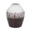 Vase de 11 po en argile à effet ombré réactif - brun et blanc
