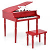 Costway Piano a Queue Classique Bebe 30 Touches, Jouet en Bois pour Bout de Chou avec Banc et Porte-Partition - Rouge
