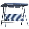 Balancoire De Porche Pour 3 Places Rembourree Chaise Longue De Jardin Hamac De Terrasse Avec Cadre Et Auvent Bleu