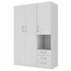 Armoire De Rangement Lydia En Bois De 47,2\" Avec 2 Portes, Etageres Et 3 Tiroirs, Blanche