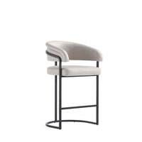 Tabouret de comptoir moderne Augusta en metal et tissu, gris clair
