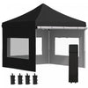 Outsunny 10' X 10' Tonnelle Barnum Pop-up Tente D'abri Instantane Pliable Avec Parois Laterales, 4 Fenetres, 4 Sacs De Sable Et Sac De Transport, Noir
