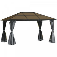 Outsunny 13' X 10' Pavillon De Jardin Tonnelle Gazebo Toit Rigide Auvent Tente De Fete Patio Abri Ex