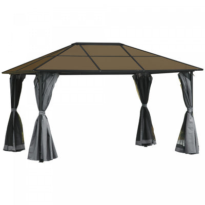 Outsunny 10' X 13' Patio Gazebo Aluminum Framed Polycarbonate Roof Hardtop Garden Canopy Party Tent |Outsunny 13' X 10' Pavillon De Jardin Tonnelle Gazebo Toit Rigide Auvent Tente De Fete Patio Abri Ex