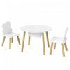 Qaba Ensemble Table et Chaises Enfant avec Rangement, 3 Pieces, Blanc