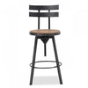 Tabouret De Bar Denise Avec Siège En Bois Pivotant Et Réglable, Structure Métallique - Noir Antique