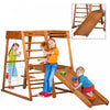 Qaba Aire De Jeux Interieure 6 En 1 Pour Enfants Jungle Gym Avec Toboggan, Mur D'escalade, Grimpeur De Corde, Barres De Singe, Balancoire, Jouets D'escalade Pour Tout-petits De 3 A 10 Ans