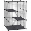 Pawhut Parc Pour Animaux Domestiques Enclos Modulaire 3 Niveaux Pour Lapins Chinchillas Avec Connexion Tapis Antiderapant 2 Rampes 39 Panneaux Metalliques Noir
