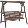 Outsunny Balancelle 3 Places avec Tables Laterales, Marron Carbonise