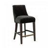 Tabouret de comptoir moderne Beever en bois et chenille, coloris noir