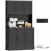 HOMCOM Armoire de cuisine 71\" avec station de charge, noir
