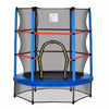 Outsunny Trampoline Φ55\" Pour Enfants Avec Filet De Protection, Cadre En Acier, Interieur Rond, Rebondeur, Age 3 A 6 Ans, Bleu