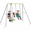 Outsunny Balancoire pour enfants, cadre de balancoire en metal robuste avec planeur, siege de balancoire, piquets de sol, aire de jeux exterieure pour jardin, Vert