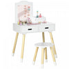 Qaba Ensemble de Coiffeuse avec Miroir et Tabouret pour Enfants, Blanc