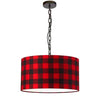 Luminaire suspendu moyen Braxton de Dainolite avec abat-jour à carreaux, fini noir et 1 ampoule