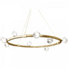 Lustre Comet de Pearlene en verre transparent, avec fini laiton vieilli et 12 ampoules
