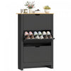 Meuble a chaussures etroit HOMCOM avec 3 tiroirs basculants et etageres reglables, noir