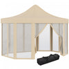Outsunny 13' X 10' Tonnelle Barnum De Jardin Pliable Gazebo Pop-up Tente Reception Octogonale Avec Parois Laterales Zippees Sacs De Sables Hauteur Reglable Sac De Transport Pour Patio Cour Beige