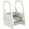 Qaba Marchepied reglable en hauteur pour tout-petit avec poignee, gris