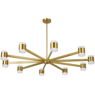 Dainolite Wilson Chandelier 140w Aged Brass White Acrylic Diffuser Lamp|Lustre Circulo de Wilson en acrylique blanc qui diffuse la lumière, avec fini laiton vieilli et ampoule de 140 W