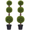 HOMCOM Lot de 2 Plantes Artificielles Decoratives en Buis avec Pots, 45.3\"