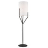 Lampe à pied Khloe de Dainolite avec abat-jour blanc, fini noir mat et 1 ampoule