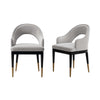 Fauteuil Carrington Moderne Glam en Velours Rembourre Gris Clair - Lot de 2