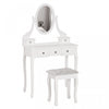 HOMCOM Ensemble coiffeuse en bois, coiffeuse avec miroir rotatif a 360°