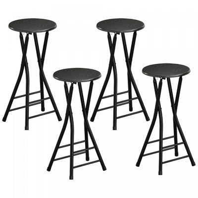 HOMCOM 24" Bar Stools Set of 4, Folding Bar Chairs with Footrest, Black